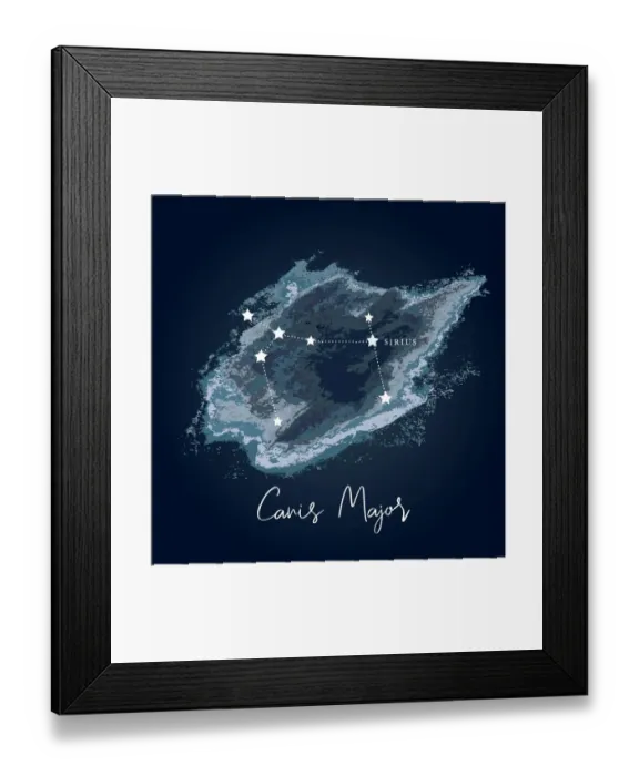 Framed Print : Modern Night Sky Constellation - Canis Major Framed Print : Modern Night Sky Constellation - Canis Major