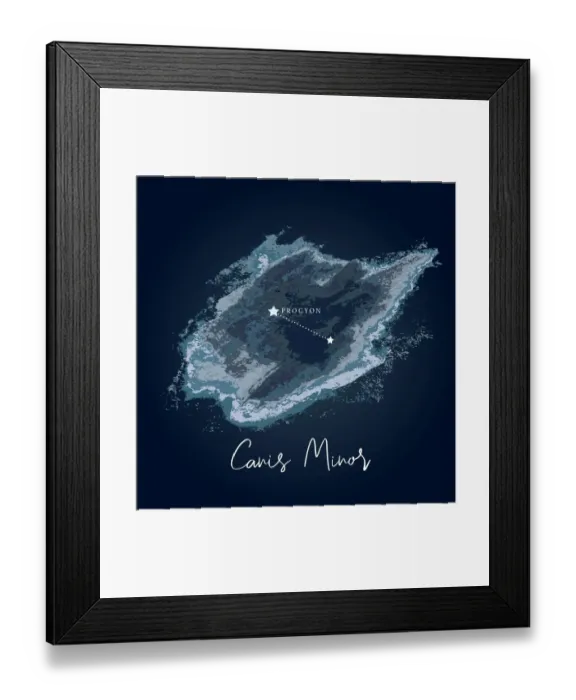 Framed Print : Modern Night Sky Constellation - Canis Minor Framed Print : Modern Night Sky Constellation - Canis Minor