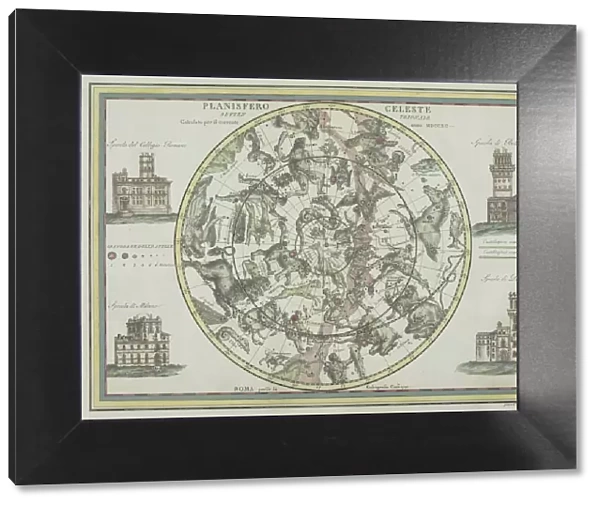 Antique star chart with zodiac signs