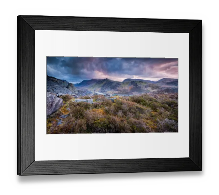 Framed Print : Llanberis, Wales. February 19, 2019. Image shows an extremely wide angle Framed Print : Llanberis, Wales. February 19, 2019. Image shows an extremely wide angle