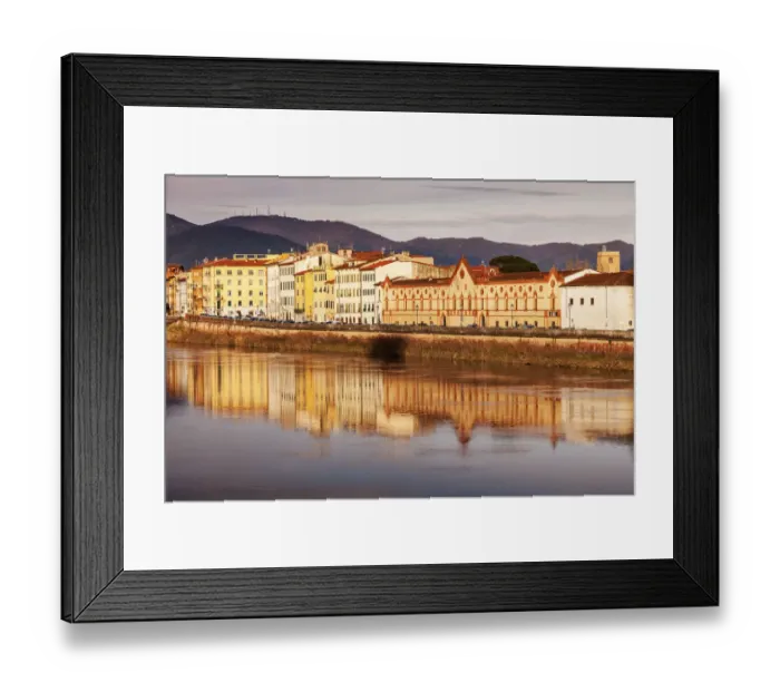 Framed Print : Italy, Tuscany, Pisa, Townhouses by Arno river at sunset Framed Print : Italy, Tuscany, Pisa, Townhouses by Arno river at sunset