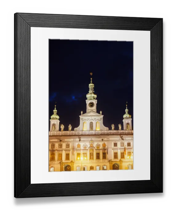 Framed Print : Czech Republic, Bohemia, Ceske Budejovice (Budweis), City Hall at nigh Framed Print : Czech Republic, Bohemia, Ceske Budejovice (Budweis), City Hall at nigh