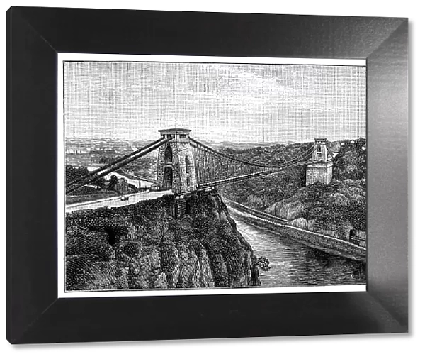 Antique illustration of Clifton Suspension Bridge