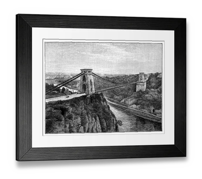 Framed Print : Antique illustration of Clifton Suspension Bridge Framed Print : Antique illustration of Clifton Suspension Bridge