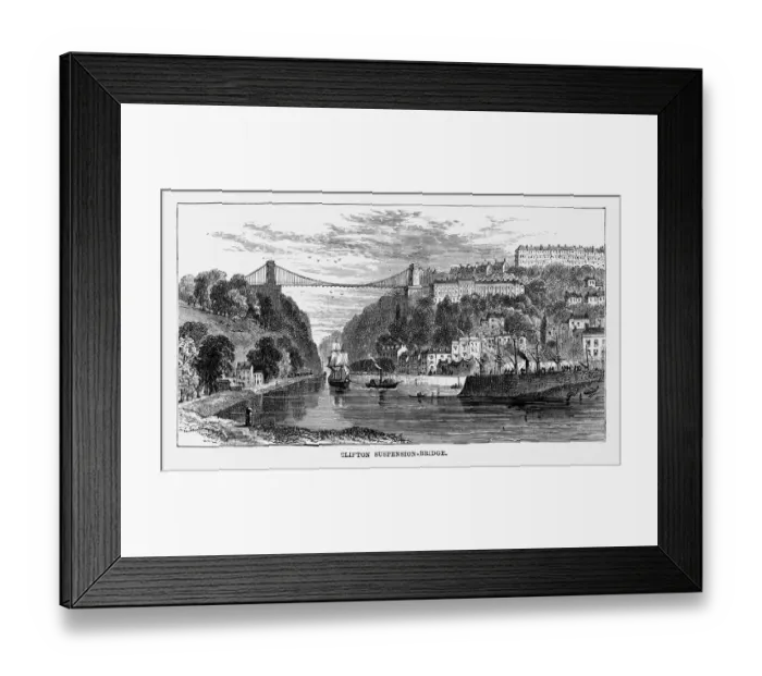 Framed Print : Clifton Suspension Bridge in Bristol, England Victorian Engraving, Circa 1840 Framed Print : Clifton Suspension Bridge in Bristol, England Victorian Engraving, Circa 1840