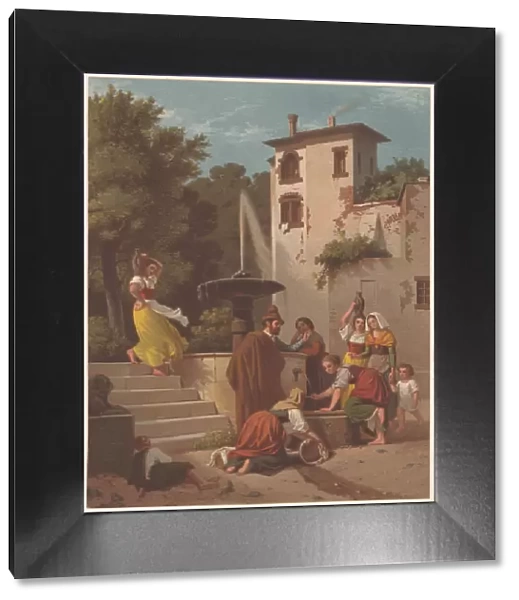 people at a fountain in Italy, by Ludwig des Coudres