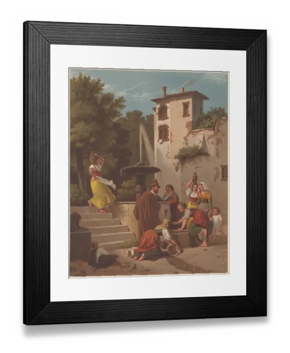 Framed Print : people at a fountain in Italy, by Ludwig des Coudres Framed Print : people at a fountain in Italy, by Ludwig des Coudres