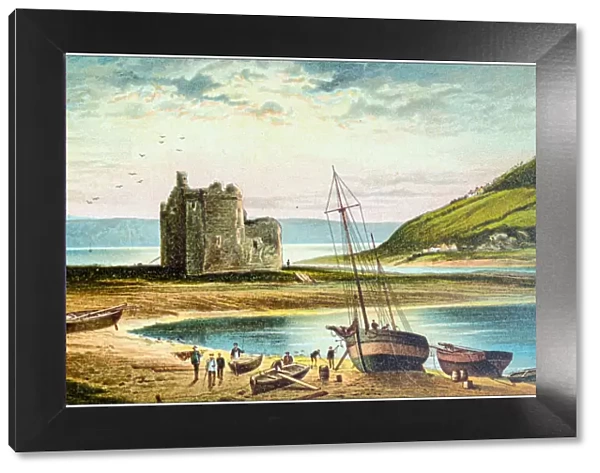 Antique painting of Scotland cities, lakes and mountains: Loch Ranza