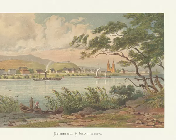 Geisenheim and Johannisberg, Rheingau-Taunus district, Hesse, Germany, chromolithograph