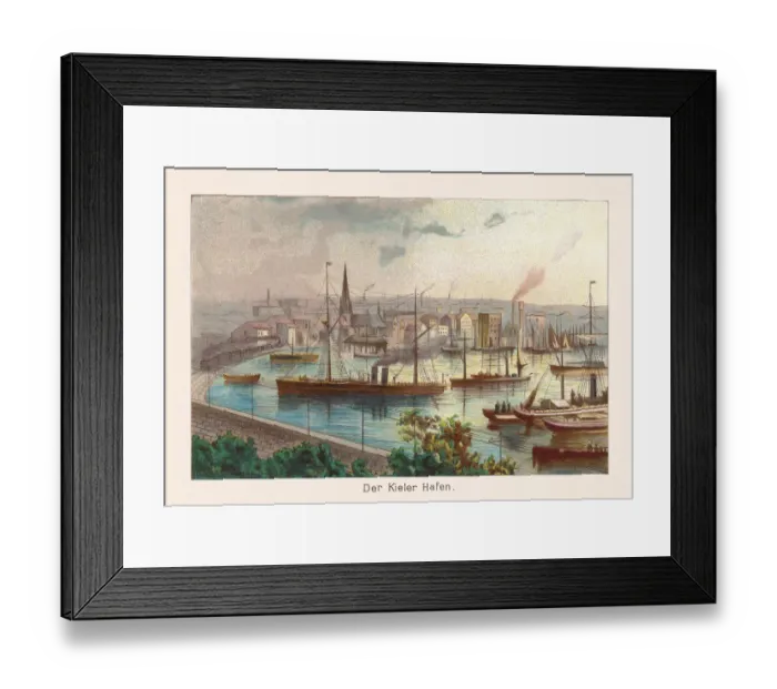 Framed Print : The Kiel harbor, chromolithograph, published in 1888 Framed Print : The Kiel harbor, chromolithograph, published in 1888