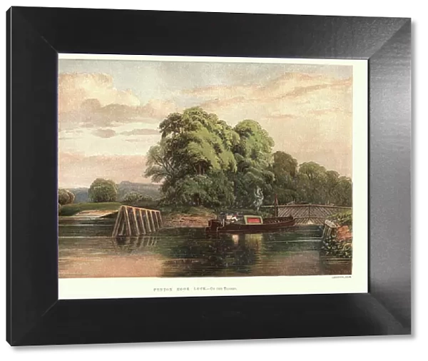 Barge at Penton Hook Lock, Thames, 19th Century