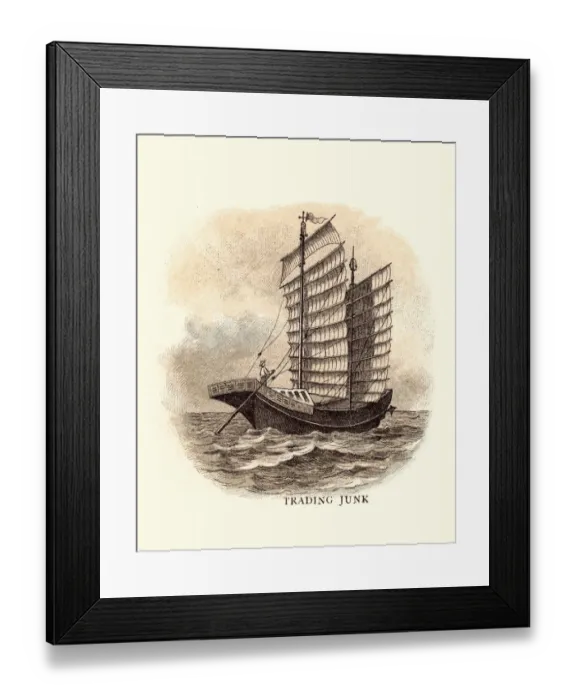Framed Print : History of Ships - Trading Junk, 19th Century