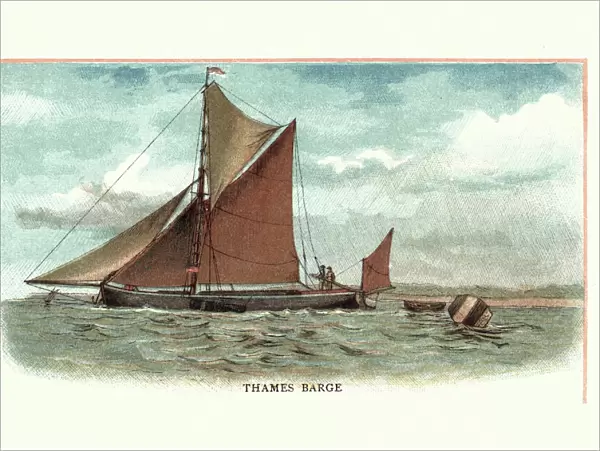 Old fashioned Thames Barge, Boat, 19th Century