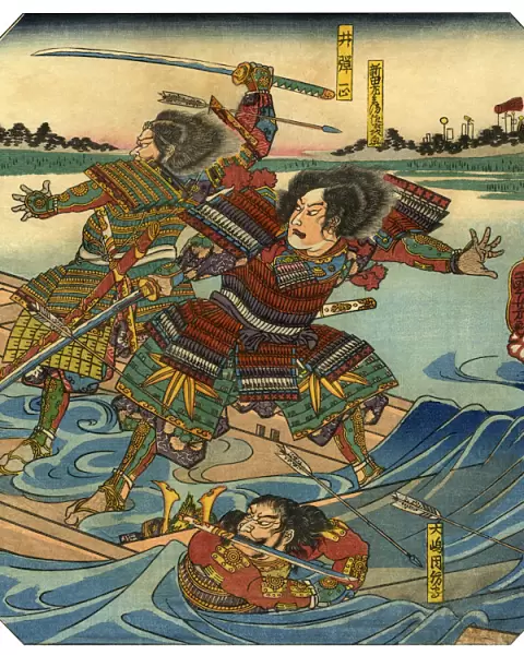 Japanese Woodblock Print of Warriors