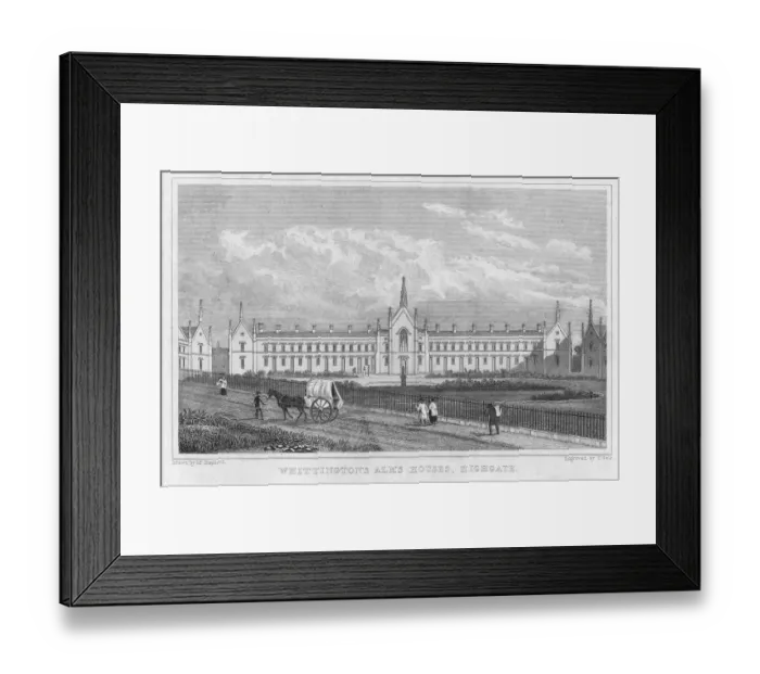 Framed Print : Antique print of Alms Houses in London Framed Print : Antique print of Alms Houses in London