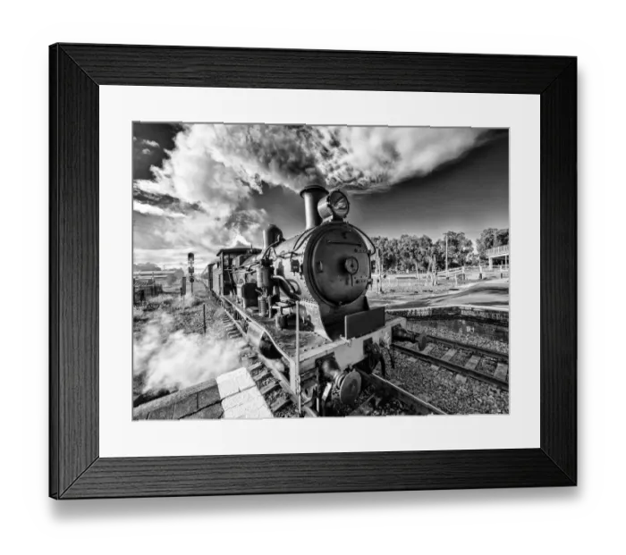Framed Print : Steam train in black and white Framed Print : Steam train in black and white