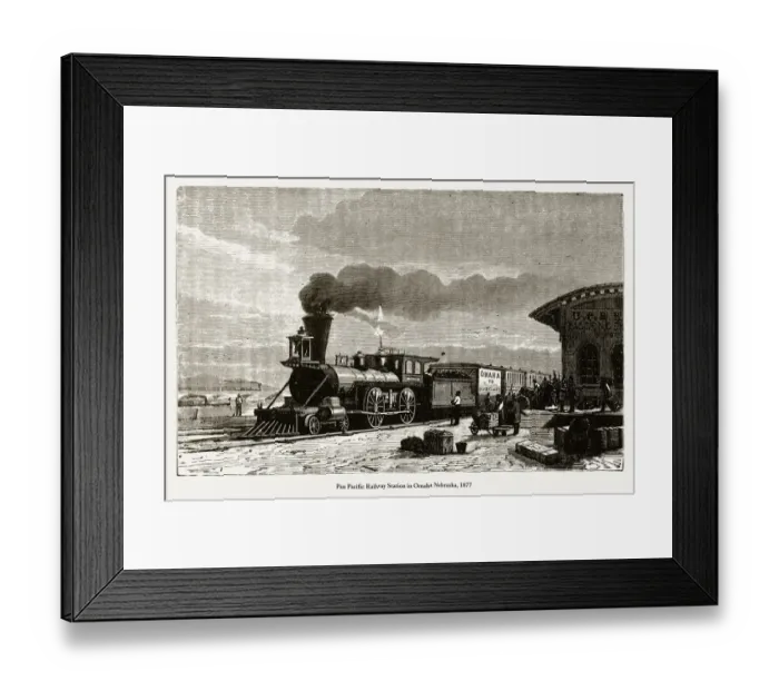 Framed Print : Pan Pacific Railway Station in Omaha Nebraska, 1877 Framed Print : Pan Pacific Railway Station in Omaha Nebraska, 1877