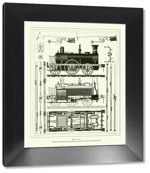Engraved Antique, Motive Power; Construction of Inclined Planes Engraving Antique Illustration