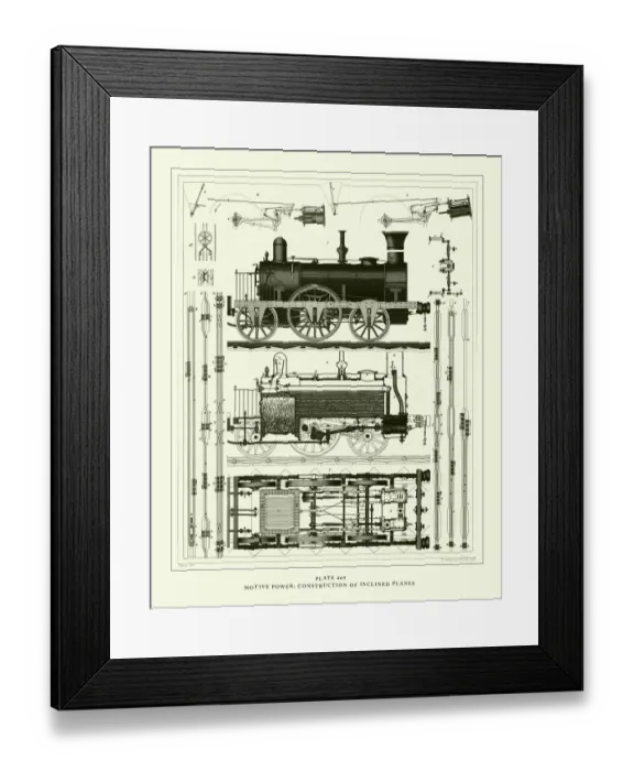 Framed Print : Engraved Antique, Motive Power; Construction of Inclined Planes Engraving Antique Illustration Framed Print : Engraved Antique, Motive Power; Construction of Inclined Planes Engraving Antique Illustration