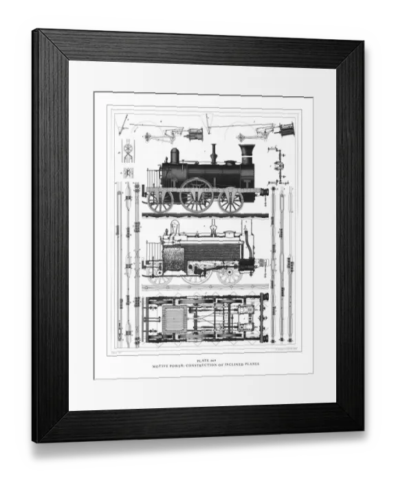 Framed Print : Motive Power; Construction of Inclined Planes Engraving Antique Illustration, Published Framed Print : Motive Power; Construction of Inclined Planes Engraving Antique Illustration, Published