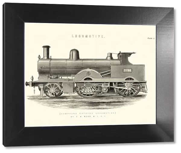 Victorian Compound express locomotive steam train, 19th Century