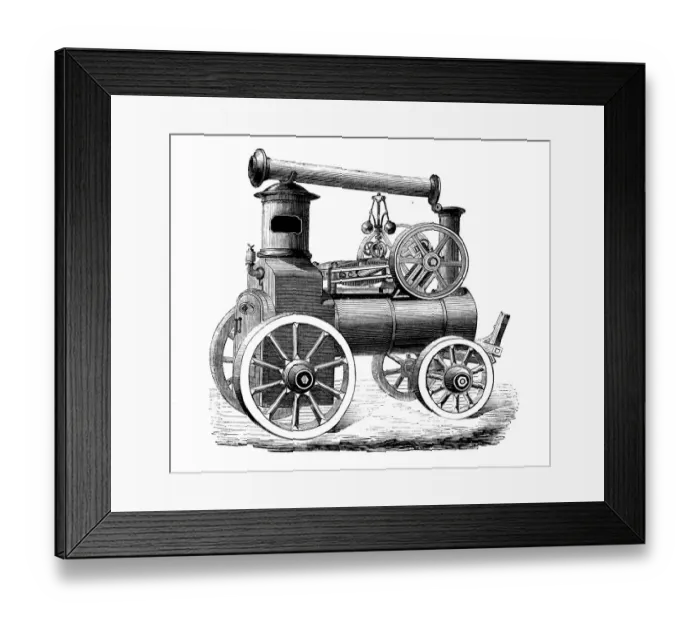 Framed Print : Antique illustration of scientific discoveries: Steam power