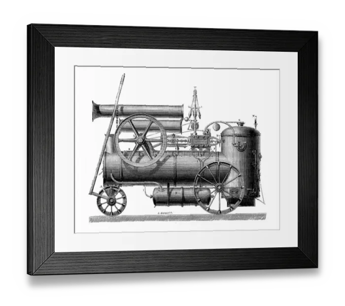Framed Print : Antique illustration of scientific discoveries: Steam power Framed Print : Antique illustration of scientific discoveries: Steam power
