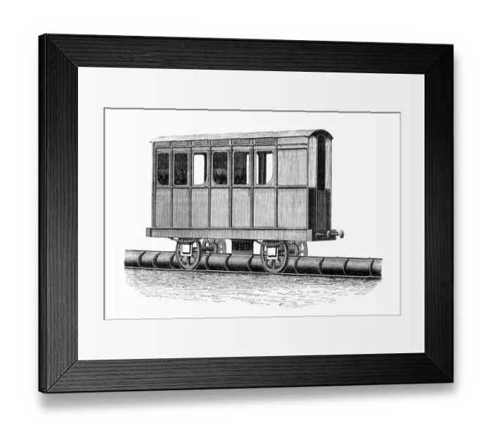 Framed Print : Antique illustration of scientific discoveries: Train parts Framed Print : Antique illustration of scientific discoveries: Train parts