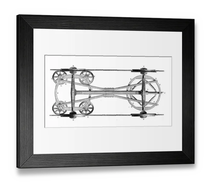 Framed Print : Antique illustration of scientific discoveries: Train parts Framed Print : Antique illustration of scientific discoveries: Train parts