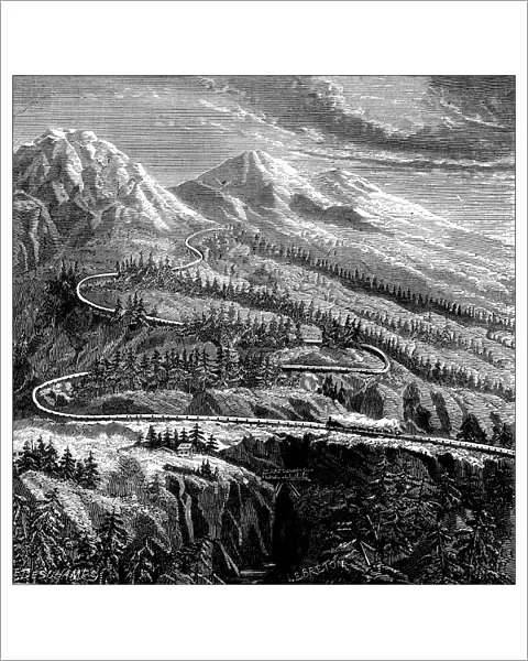 Antique illustration of scientific discoveries: Mont Cenis railroad