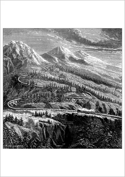 Antique illustration of scientific discoveries: Mont Cenis railroad