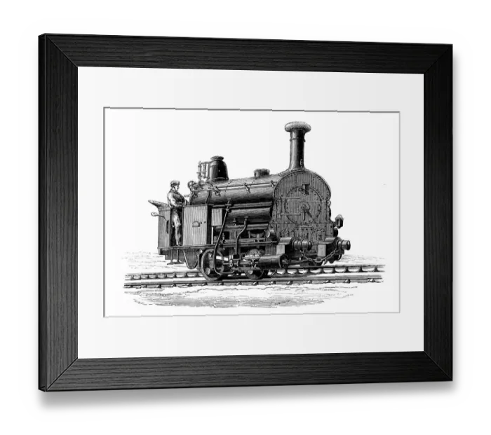 Framed Print : Antique illustration of scientific discoveries: Steam power locomotive Framed Print : Antique illustration of scientific discoveries: Steam power locomotive