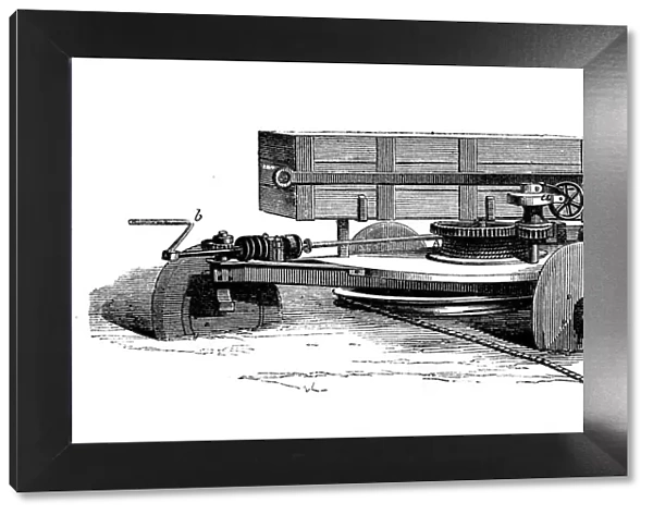 Antique illustration of scientific discoveries: Steam power agriculture machinery