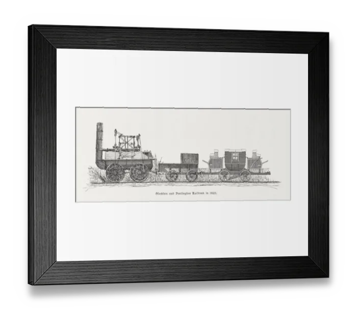 Framed Print : Stockton and Darlington Railway in 1825, wood engraving, published 1885 Framed Print : Stockton and Darlington Railway in 1825, wood engraving, published 1885