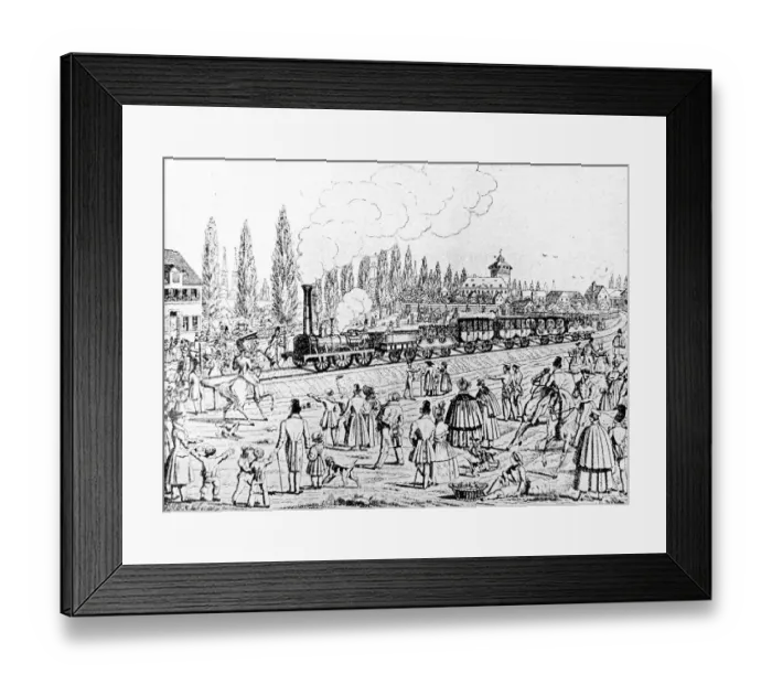 Framed Print : First train from NAOErnberg to FAOErth on 8 September 1835