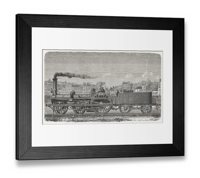 Framed Print : Express locomotive, 19th century, wood engraving, published 1880 Framed Print : Express locomotive, 19th century, wood engraving, published 1880