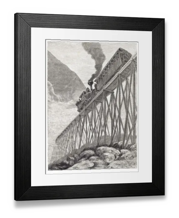 Framed Print : Engraving of steam train at Mount Washington 1879 Framed Print : Engraving of steam train at Mount Washington 1879