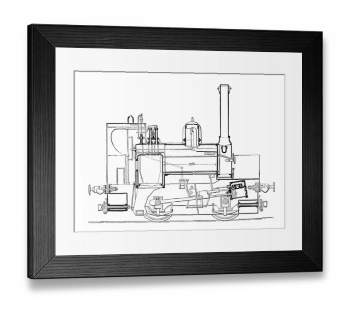 Framed Print : Antique illustration of steam locomotive Framed Print : Antique illustration of steam locomotive