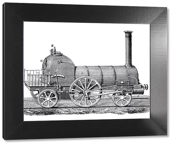 Antique illustration of steam powered machinery