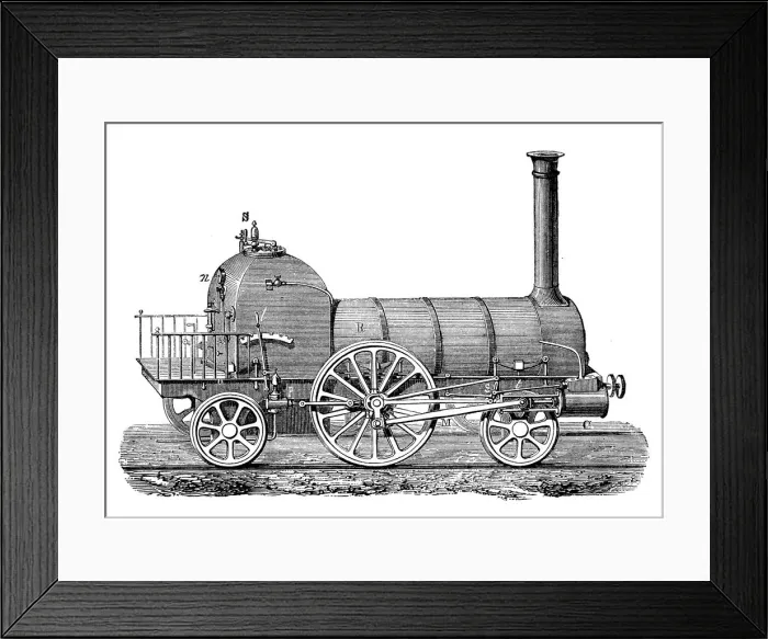 Framed Print : Antique illustration of steam powered machinery