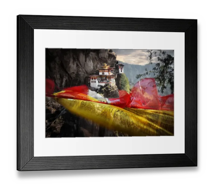 Framed Print : Tigers nest and prayer flags Framed Print : Tigers nest and prayer flags