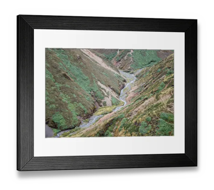 Framed Print : Valley and river between Nyile La pass and Lingshi, Thimphu District, Snowman Trek