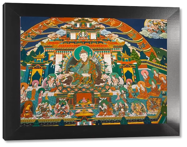 Bhutan, Trongsa. Vajrayana Buddhist painting in monastery