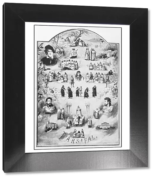 Antique illustration: Parsifal theatre play poster