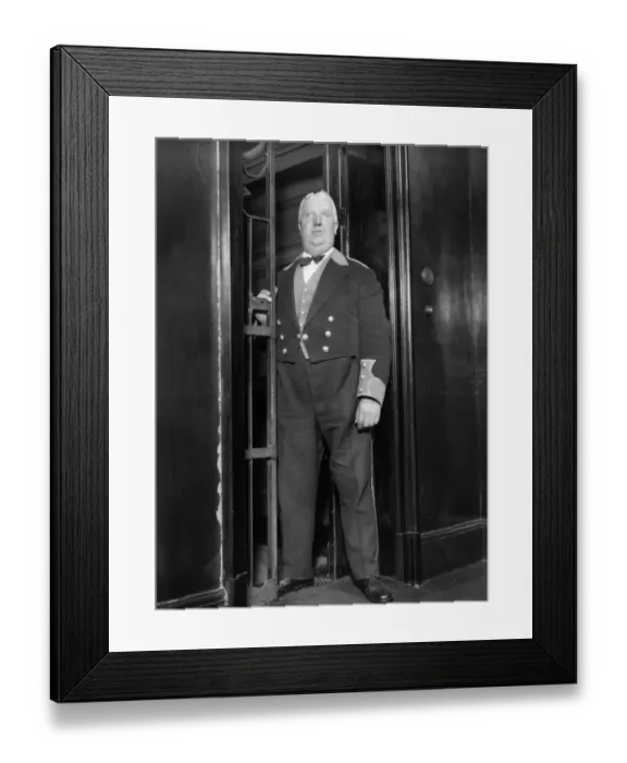 Framed Print : Mr Temple, the lift operator at the Savoy Hotel Framed Print : Mr Temple, the lift operator at the Savoy Hotel
