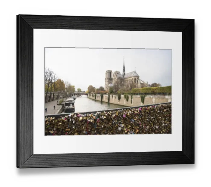 Framed Print : Love locks attached on the railings of the Pont de L Archeveche in Paris