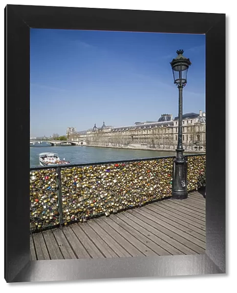 Pont des Arts with love locks in Paris, France