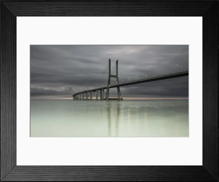 Framed Print : Moody Vasco da Gama Bridge Framed Print : Moody Vasco da Gama Bridge