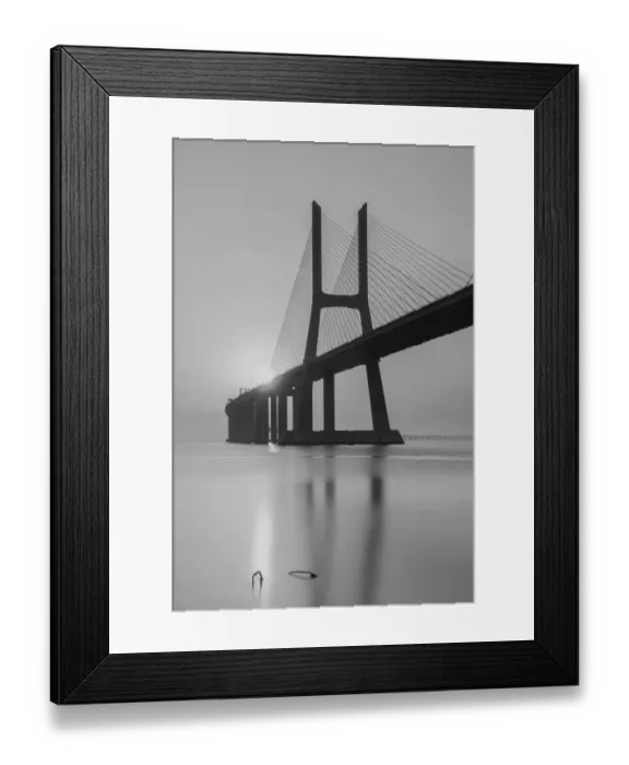 Framed Print : Vasco da Gama Bridge Black & White Framed Print : Vasco da Gama Bridge Black & White