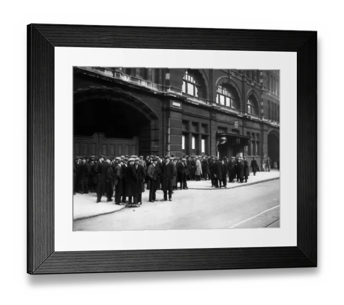 Framed Print : Back To Work A group of railwaymen outside Liverpool Street Station Framed Print : Back To Work A group of railwaymen outside Liverpool Street Station